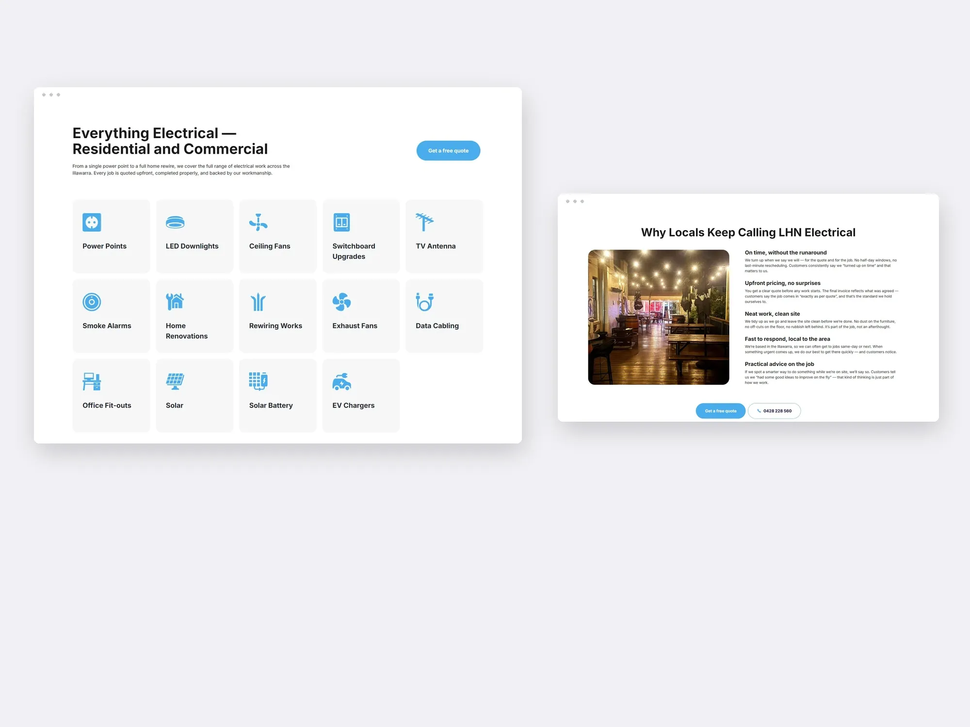 LHN Electrical website presentation