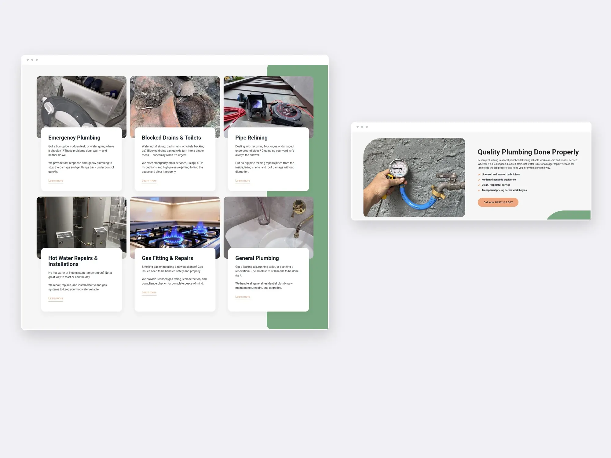 Revamp Plumbing website presentation
