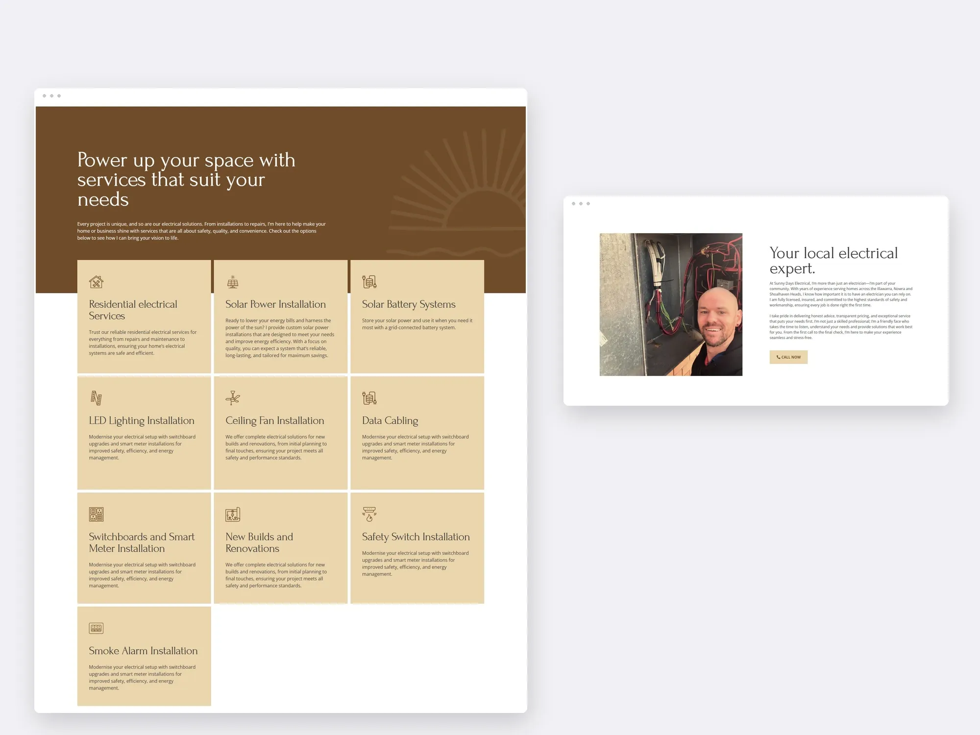 Sunny Days Electrical website presentation
