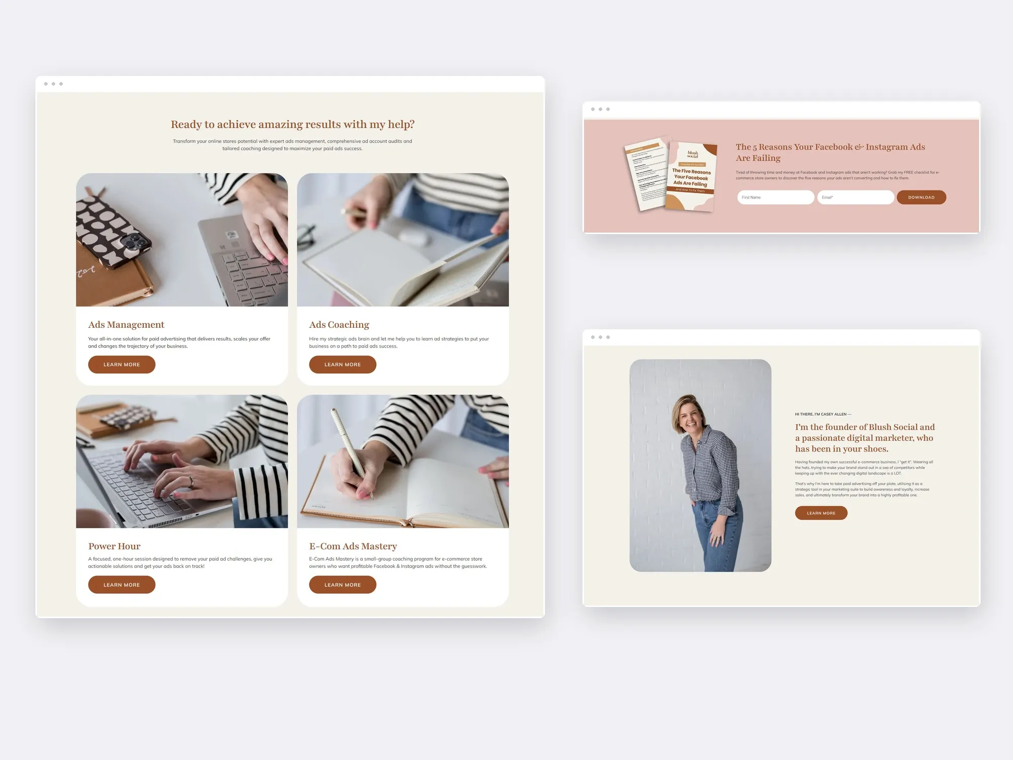 Blush Social website presentation