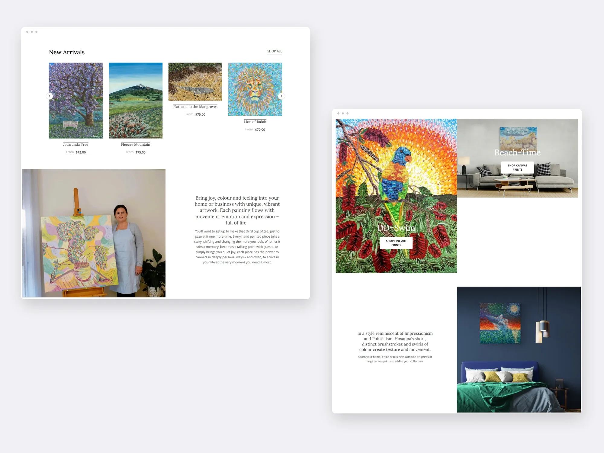 Art by Hosanna website presentation